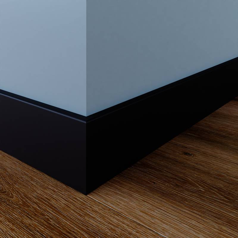 Gladde plint - 15 x 190 mm - RAL 9005